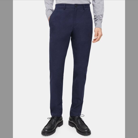NWT Theory Classic-Fit Pant in Cotton Flannel -- Navy - Picture 1 of 7